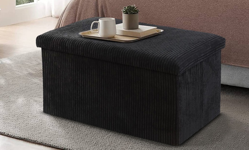 Image 24: Corduroy Storage Ottoman or Foldable Cube Footstool