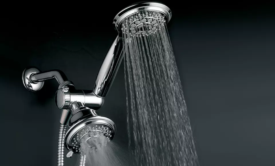 HotelSpa Ultra-Luxury Spiral 30-Setting 3-Way Twin Shower Head. Free Returns.  - Primary Image
