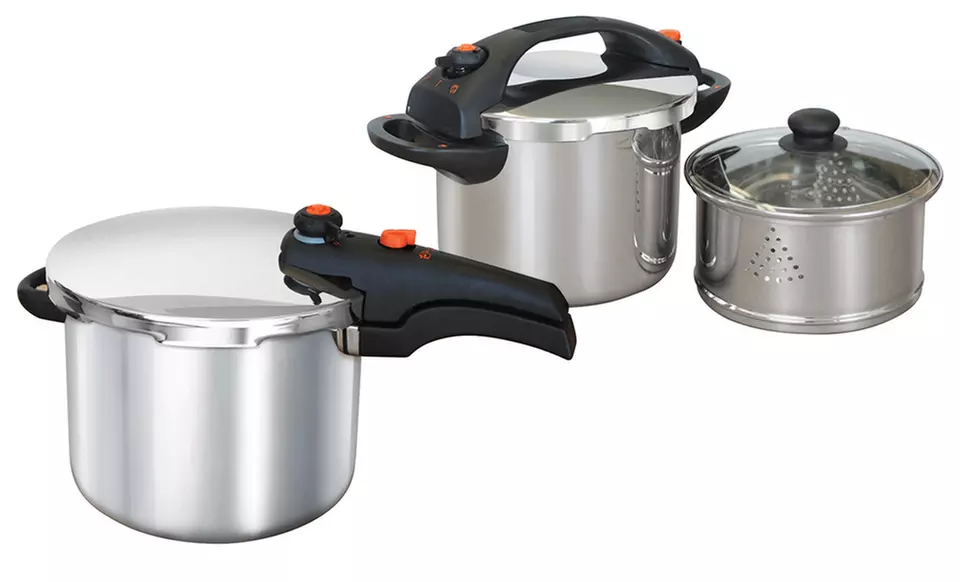 Manttra 8 Qt. or 5-in-1 Stainless Steel Pressure Cooker. - Primary Image