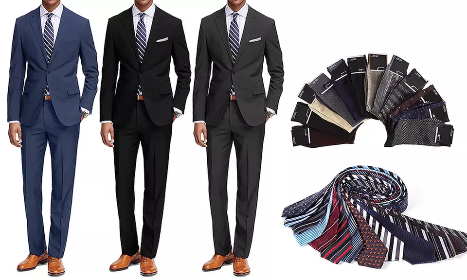 Braveman Men's Suits with Free Tie & Dress Socks - Primary Image