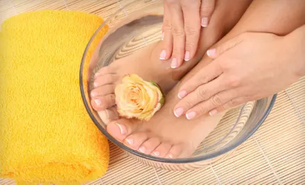 One or Three Mani-Pedis with Paraffin Treatments or Mani-Pedi for Two with Champagne at Air Salon & Spa (Up to 60% Off) - Primary Image