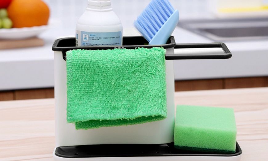 Image 1: Kitchen Sink Caddy Sponge Cloth Holder