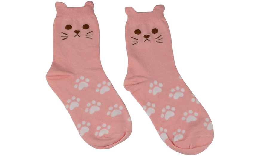 Image 2: Women's Cat Paw Socks Five-Pack