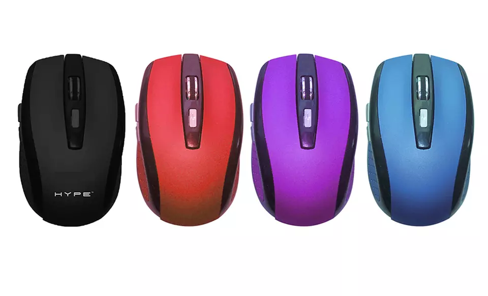 Hype 2.4GHZ Wireless Optical Mouse in Black, Blue, Purple, or Red. Free Returns. - Primary Image