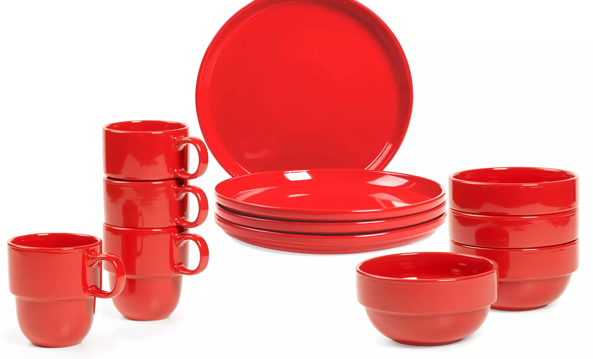 4-Piece Sets of Stax Living Stackable Red Dinnerware - Primary Image