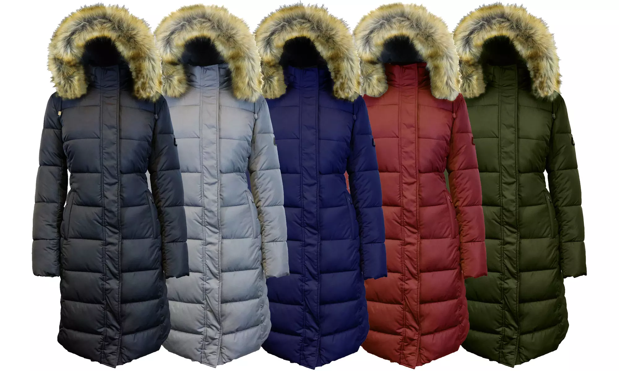 Spire By Galaxy Women's Long Heavyweight Parka Jacket with Faux-Fur Hood - Primary Image