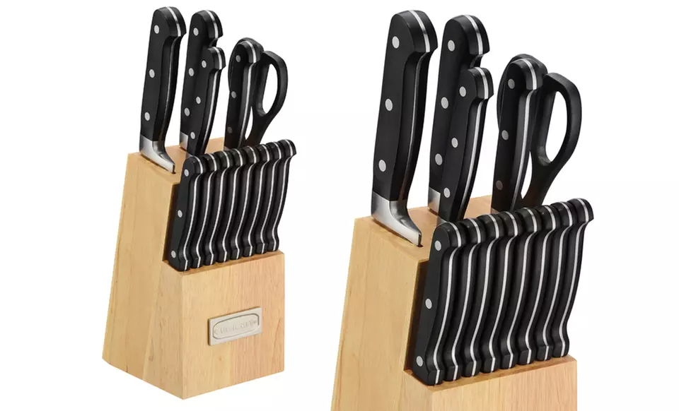 Cuisinart Advantage Forged Triple Rivet 14-Piece Black Cutlery Set and Block - Second Medium