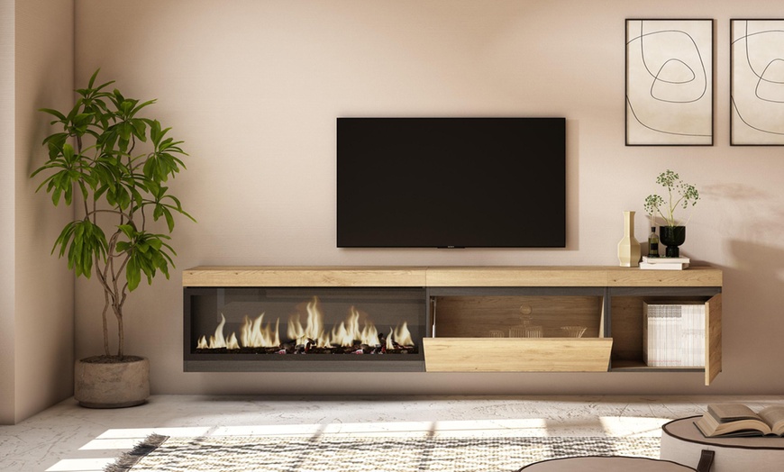 Image 19: Mueble de TV en suspensión con 3 módulos y espacio de almacenaje