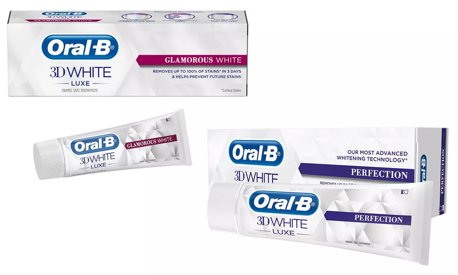 6er-Pack Oral B 3D White Luxe Glamorous oder Perfection Zahnpasta 75 ml - Primary Image