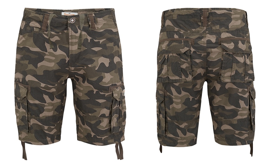 Image 3: Stallion camouflage cargo shorts