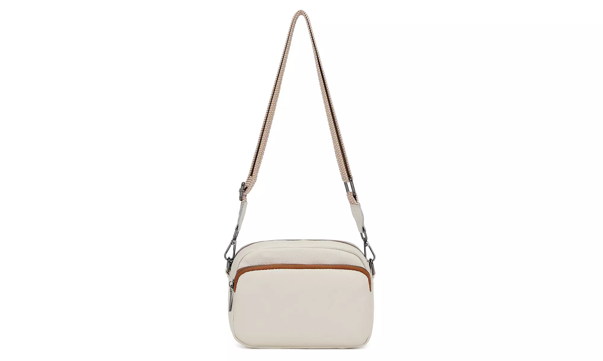 Clearance Leather Crossbody Shoulder Bag with Jacquard Woven Strap