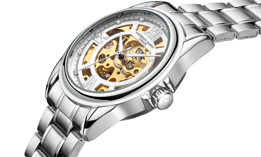 Image 7: Skeleton Automatic Men's Watch