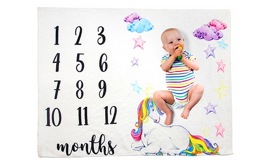 Image 3: Baby Calendar Flannel Blanket