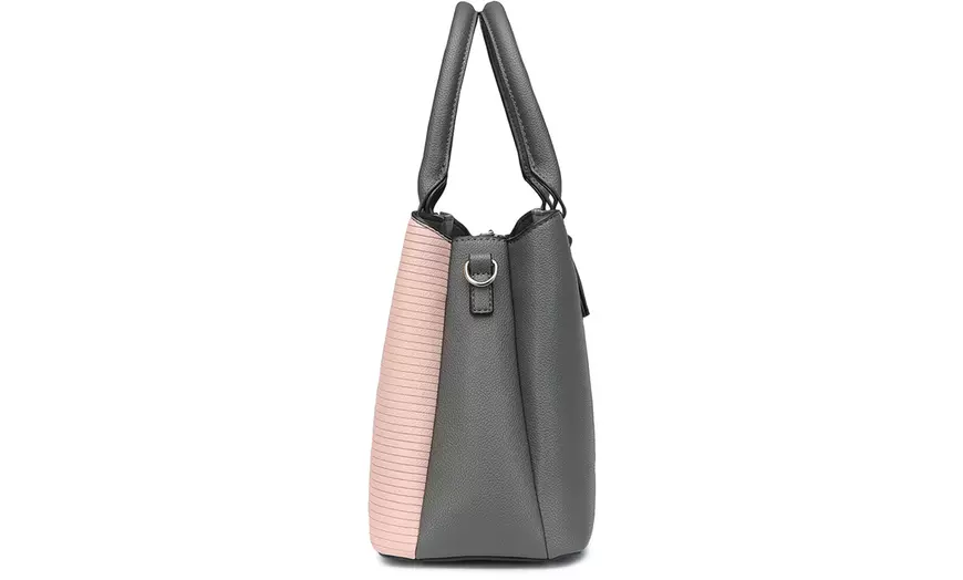 Image 8: Sac à main femme fourre-tout à panneaux texturés avec longue lanière