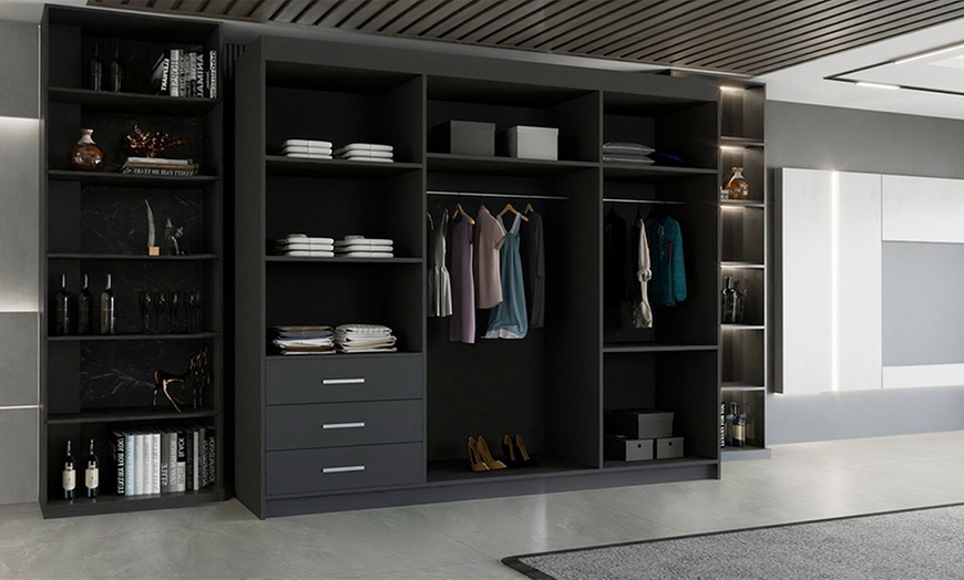 Image 6: Modern High Gloss Door Wardrobe With Mirror and Drawers