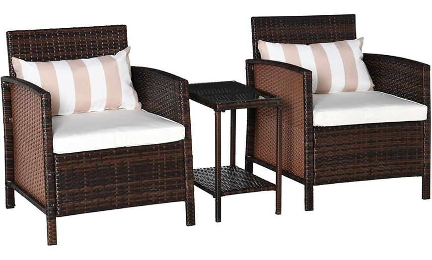 Image 18: Outsunny Rattan-Effect Bistro Furniture Set