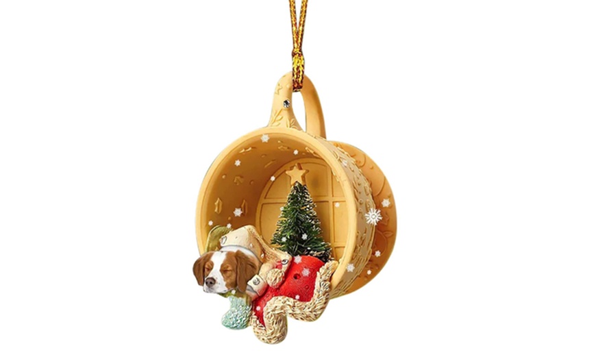 Image 12: Christmas Puppy Sleeping Hanging Ornament