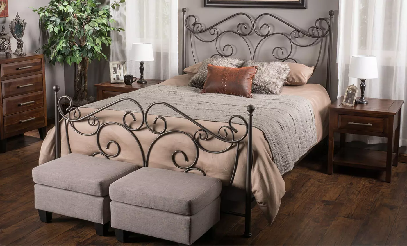 Haven Whimsical Dark-Bronze Iron Queen Bed Frame - Primary Image