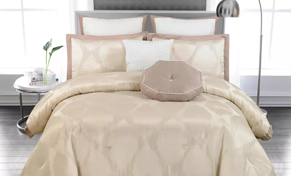 8-Piece Jacquard Oversized/Overfilled Comforter Set. Multiple Colors and Sizes from $69.99–$79.99. Free Returns.  - Second Medium