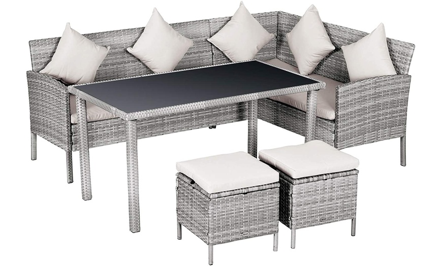 Image 2: Outsunny Five-Piece Rattan-Effect Dining Set