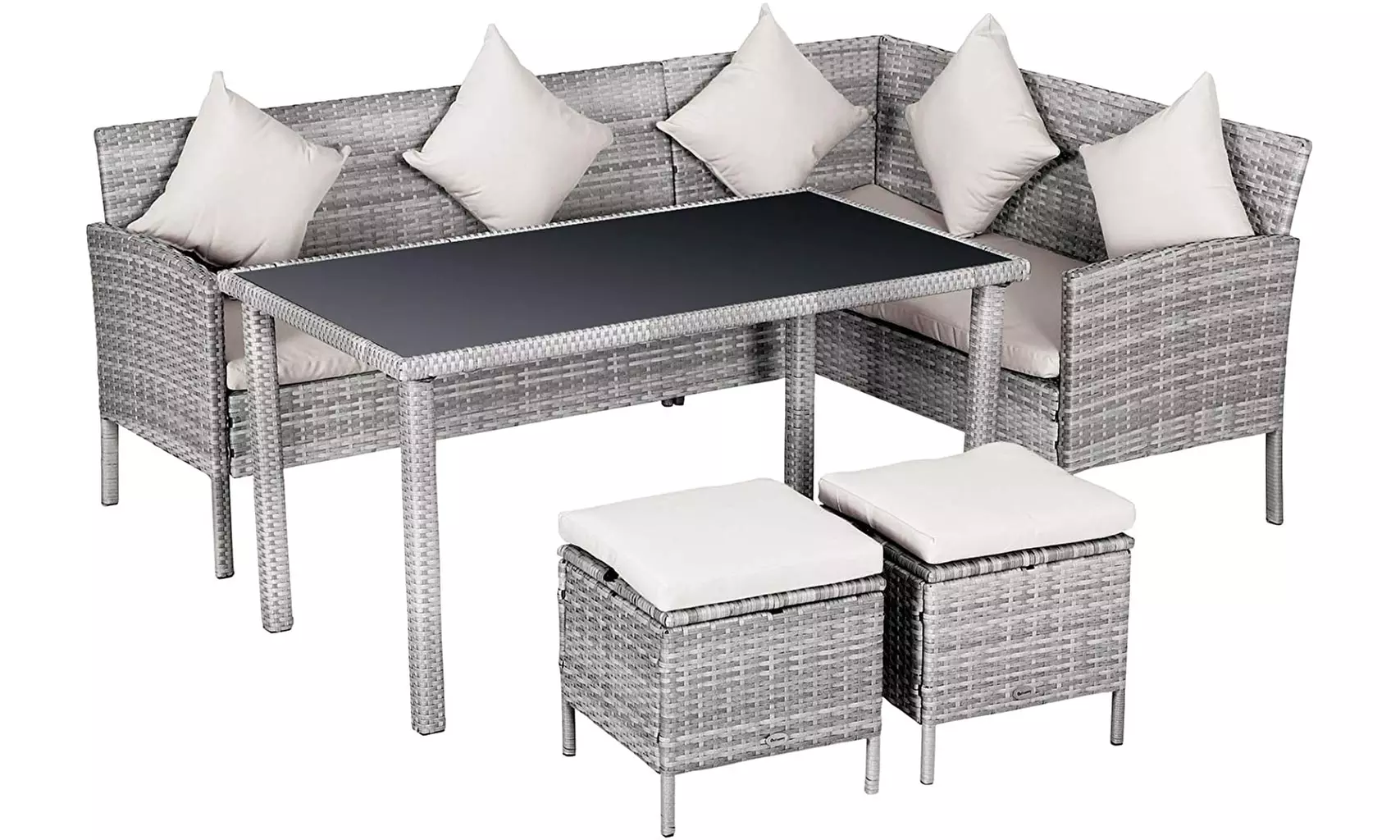 Outsunny Five-Piece Rattan-Effect Dining Set