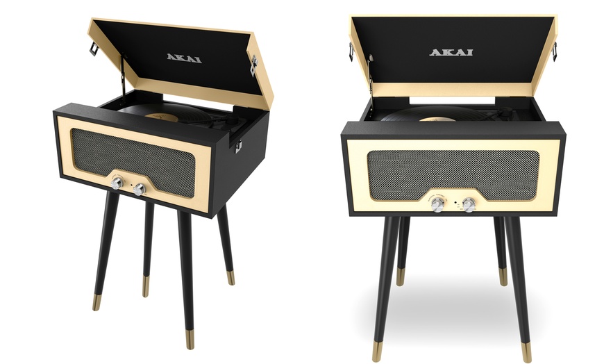 Image 3: Akai Speaker and Turntable Player