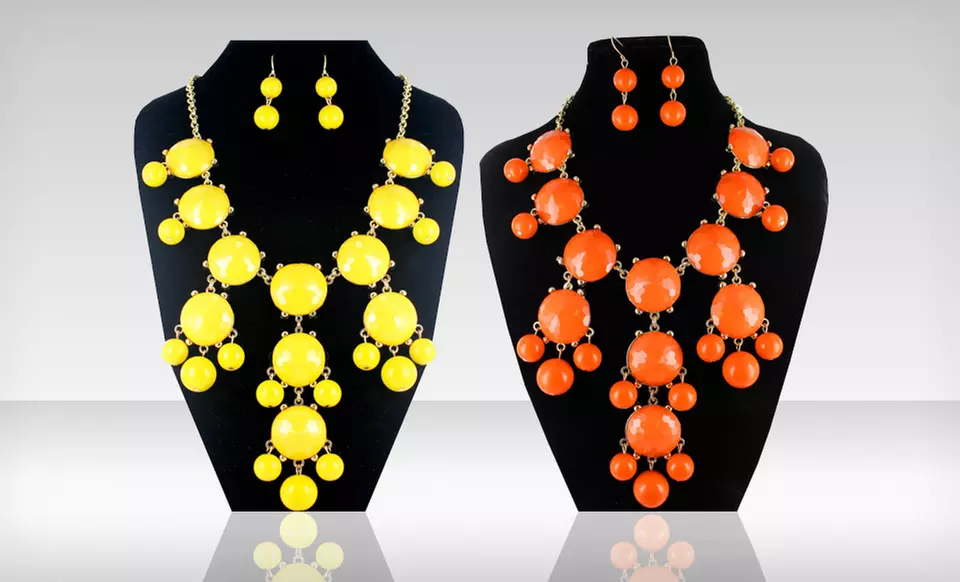 $11.99 for Bubble Necklace and Matching Earring Set ($88 List Price). Multiple Colors Available. Free Returns. - Primary Image