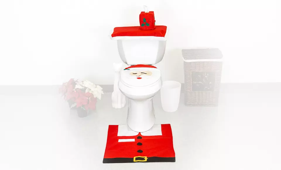 Happy Santa Toilet Seat Cover and Rug Set (4-Piece)  - Primary Image