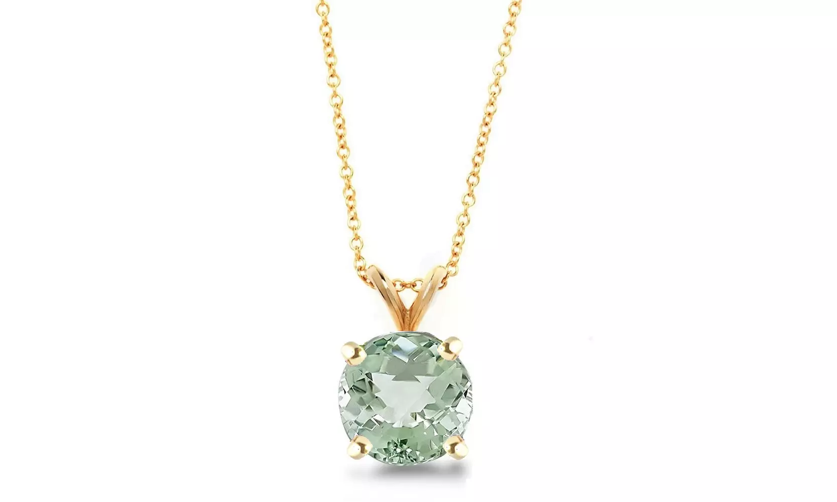 1.0 CTW Genuine Green Amethyst Pendant Necklace in Sterling Silver - Second Medium