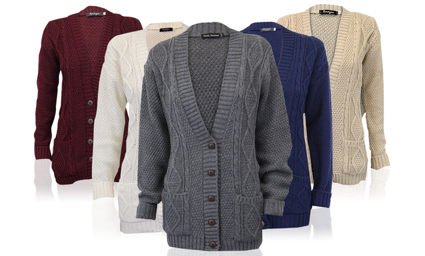 Image 1: Cable Knit Boyfriend Cardigan