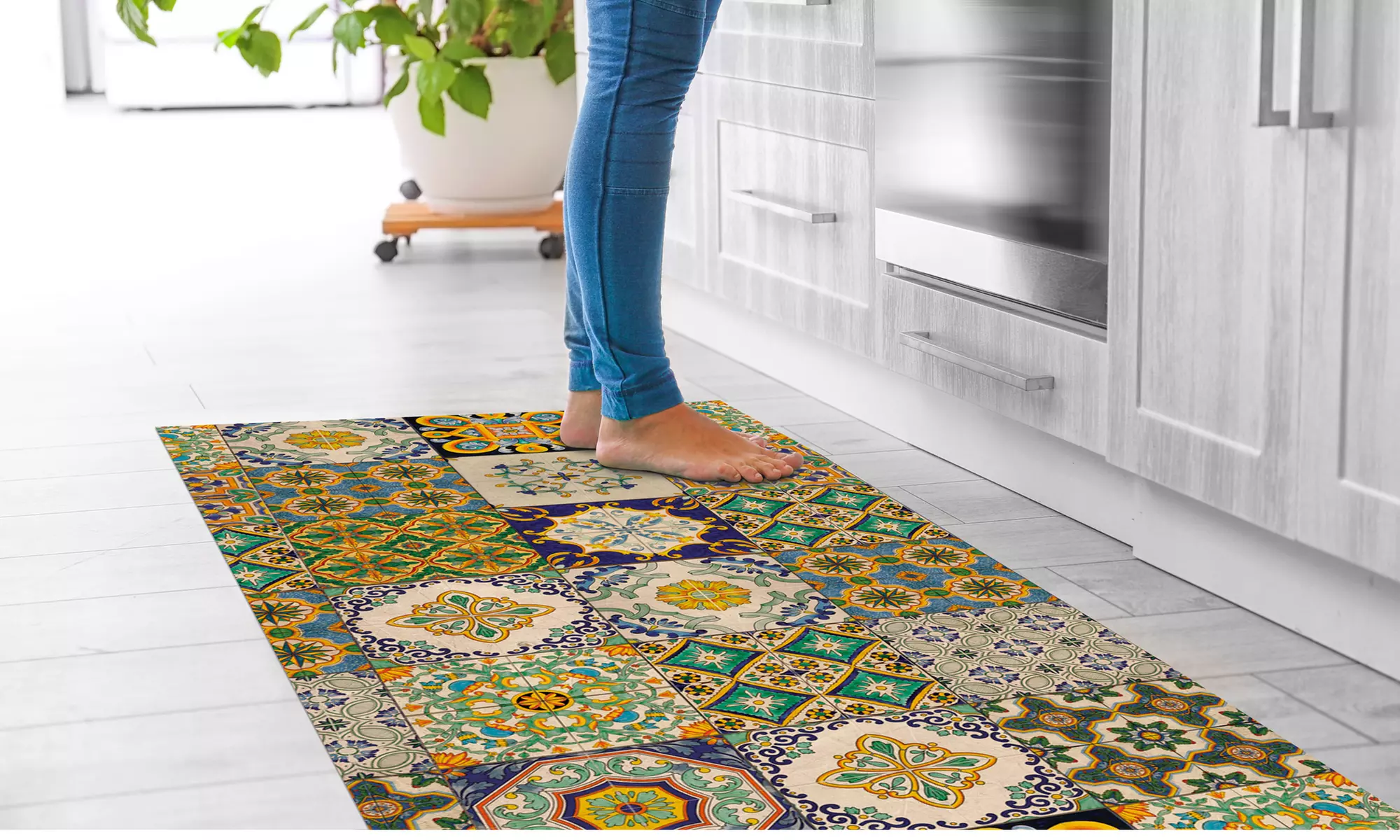 Non-Slip Kitchen Runner Rug with Digital Print