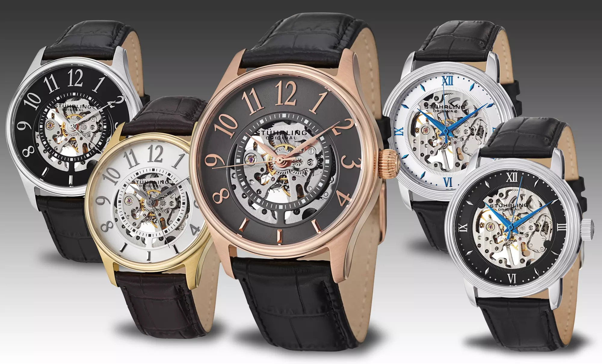 Stuhrling Men's Skeleton Automatic Watch. Multiple Styles Available. - Primary Image