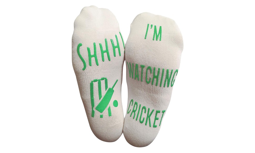 Image 1: One, Two or Four Pairs of Novelty Cricket Ankle Socks