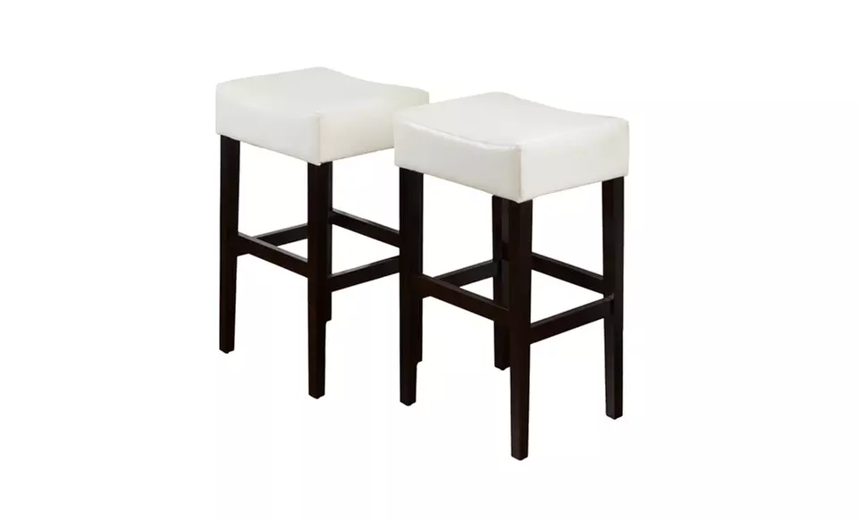 Set of Two Bonded Leather Barstools. Available in Dark Brown or Ivory Bonded Leather  - Second Medium
