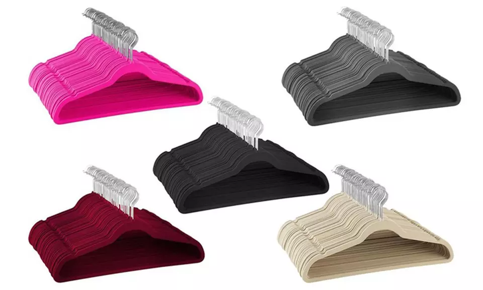 Velvet Space Saving Non-Slip Suit Hangers with Swivel Hook (25-, 50-, or 100-Pack) - Primary Image