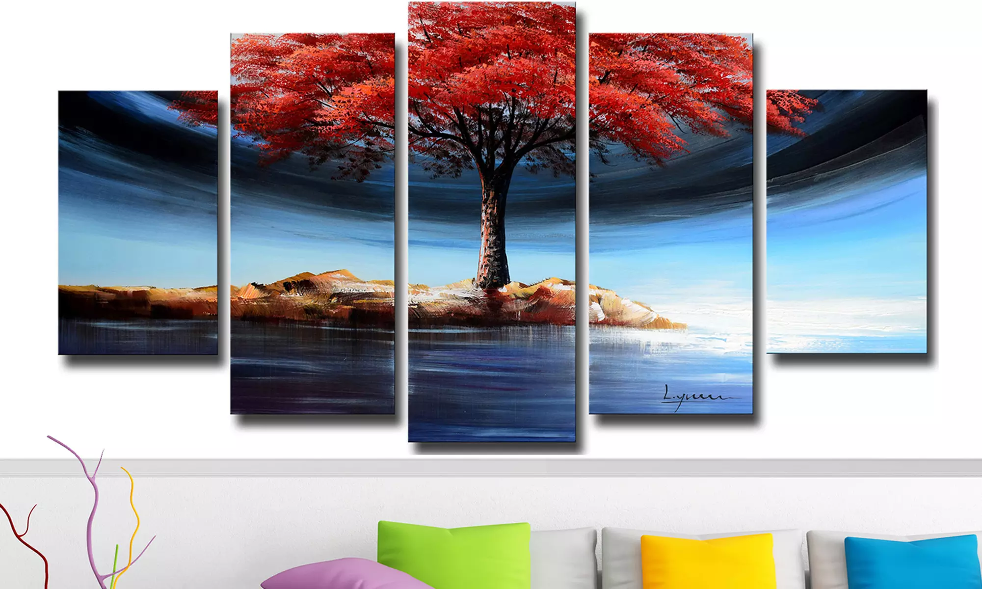 Nature-Inspired Multi-Panel Hand-Painted Oil Paintings on Canvas from $79.99 to $94.99 - Primary Image