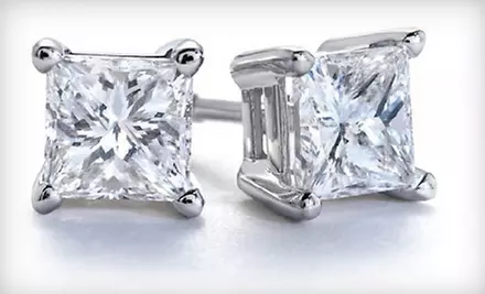 1.25-, 1.50-, or 2-Carat TDW Princess-Cut Diamond Stud Earrings (Up to 60% Off). Free Shipping. - Primary Image