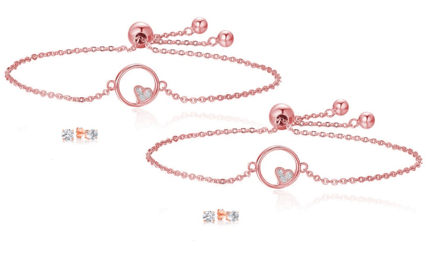 Image 9: Jacey Heart Bracelet and Earrings Made with Crystals from Swarovski® 