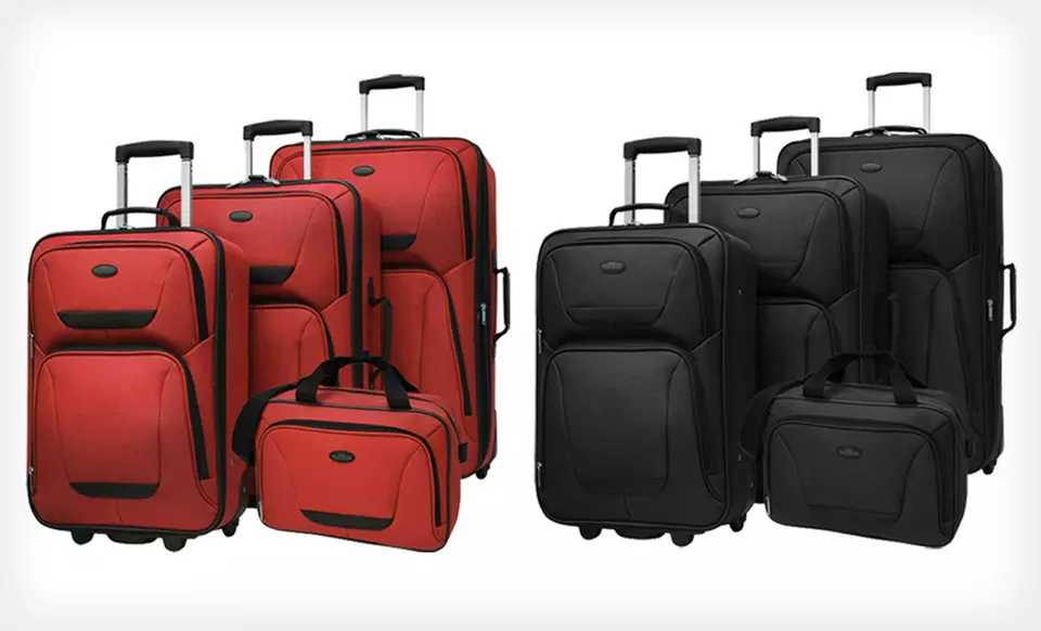 $79 for US Traveler St. Michelle Four-Piece Luggage Set in Black or Red ($329.99 List Price). Free Shipping and Returns. - Primary Image