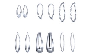 Sterling Silver Hoop Earrings (6-Pack)