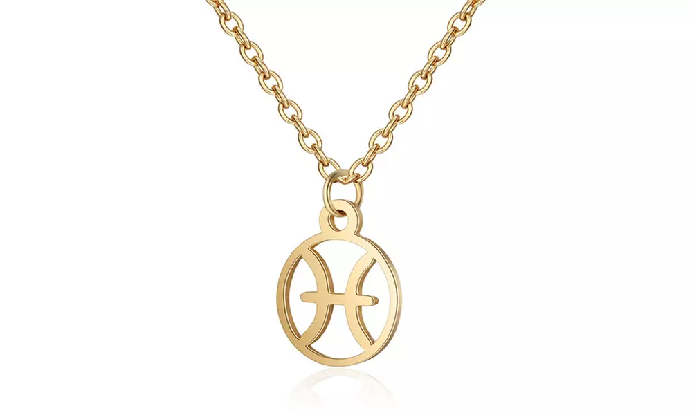 Collier astrologique en acier inoxydable, doré ou argent