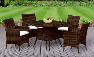 Valletta Outdoor Rattan-Effect Dining Set with Optional Cover