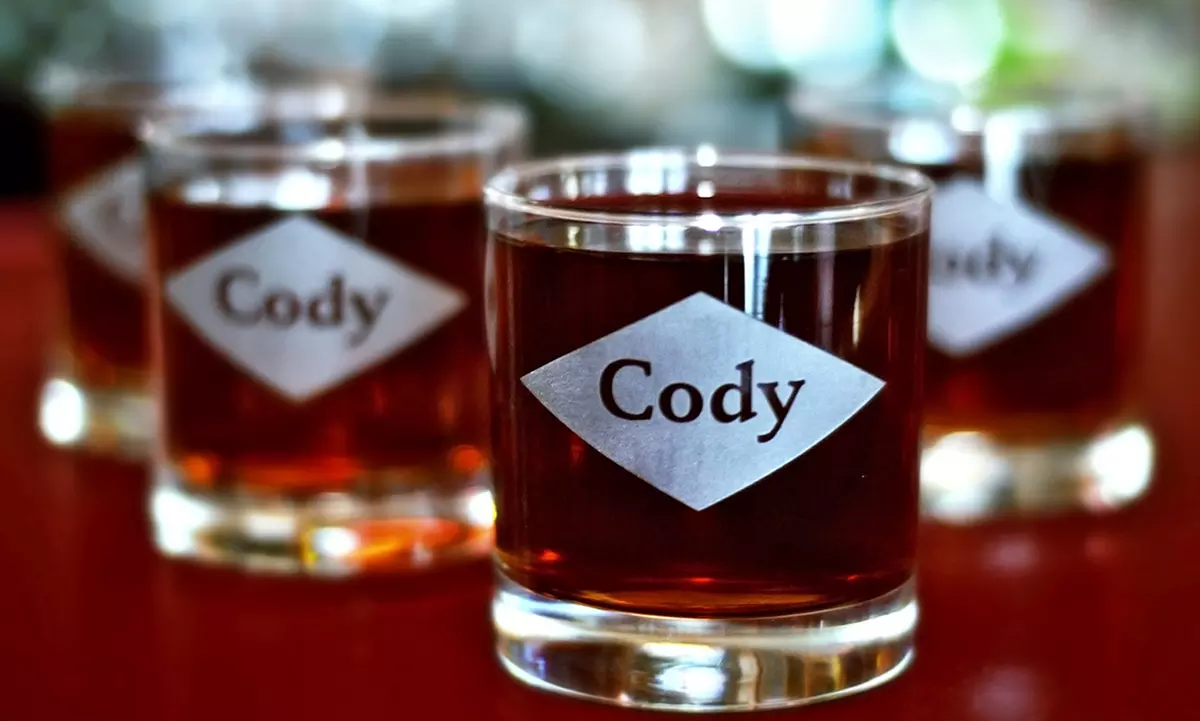 Four Custom Engraved Pint or Rocks Glasses from Glass with a Twist (Half Off)   - Second Medium