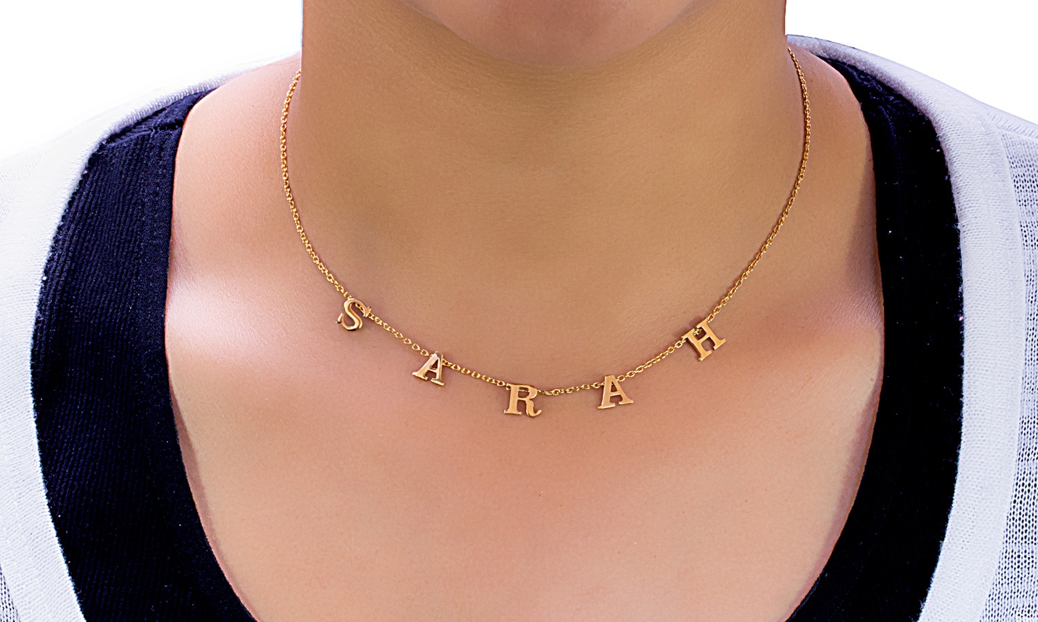 Up to 84% Off Custom Letter Name Necklace from MonogramHub