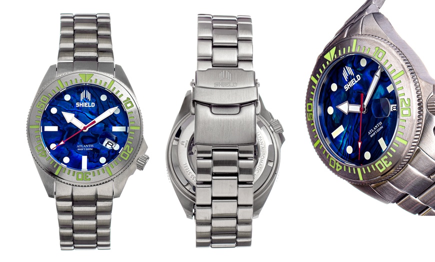 Up To 77% Off Shield Atlantic Abalone Bracelet Watch with Date | Groupon