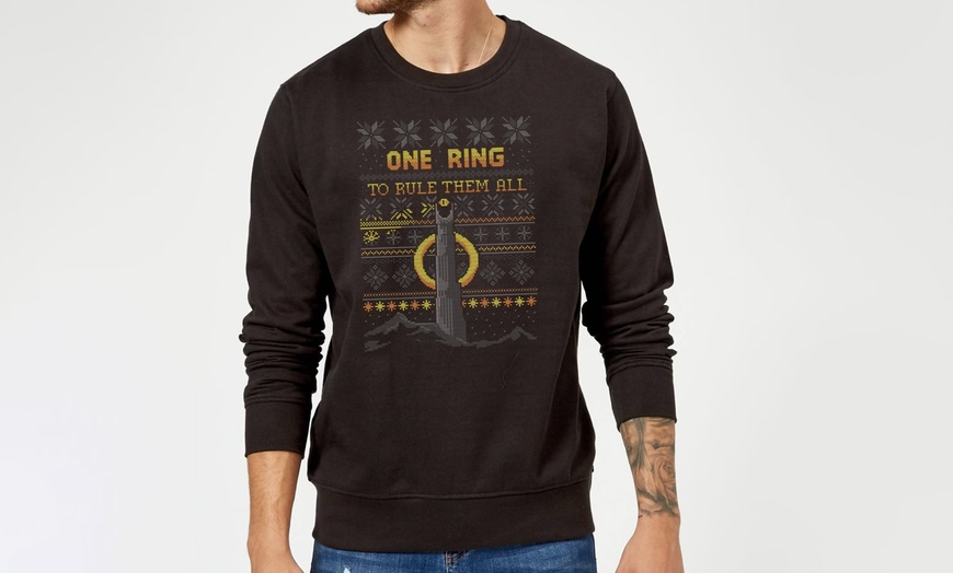 Image 1: The Lord Of The Rings One Ring Christmas Jumper