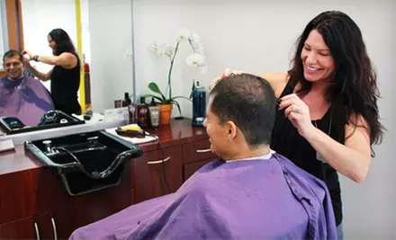 One or Two Men's Executive Haircuts with Hot eos Shaves at 18|8 Fine Men's Salons in Irvine (Up to 61% Off) - Primary Image