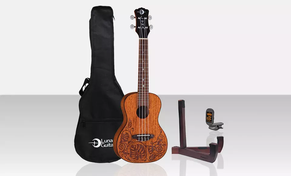 Luna Maluhia, Mo'o, Tattoo Pineapple, or Tattoo Mahogany Ukulele Bundle from $134.99–$199.99. Free Returns. - Primary Image