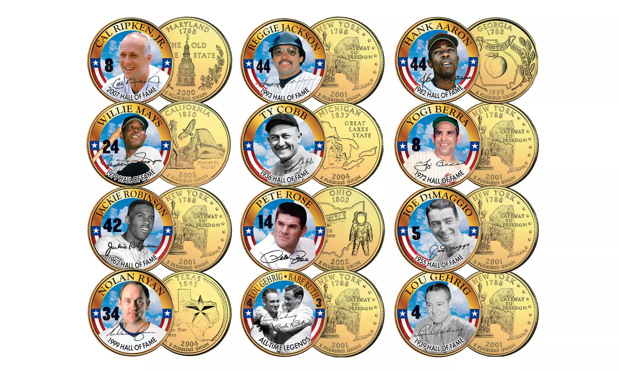 Baseball Legends 24K-Gold-Plated State Quarter (12-Coin Set) - Primary Image