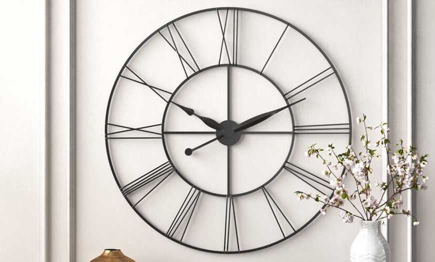 Image 1: Large Vintage Cut-Out Metal Wall Clock